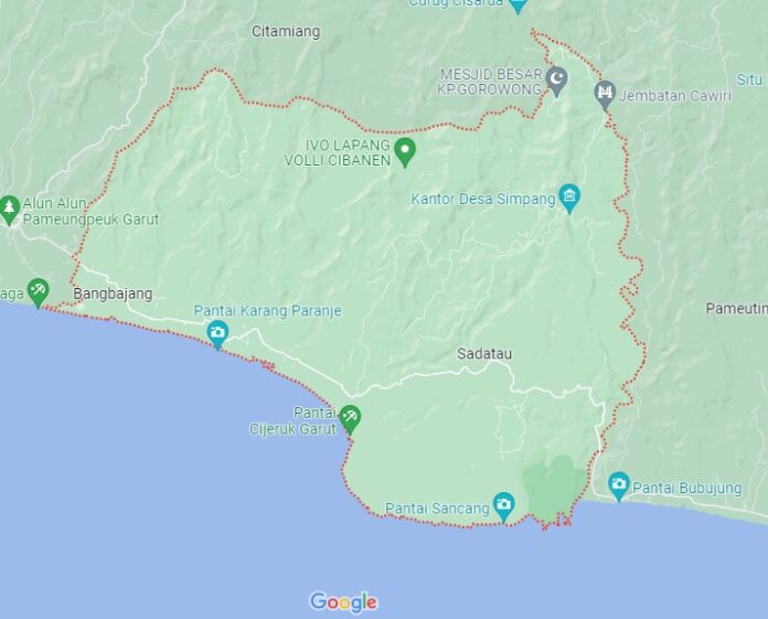 Peta Kecamatan Cibalong, Kabupaten Garut dari google maps